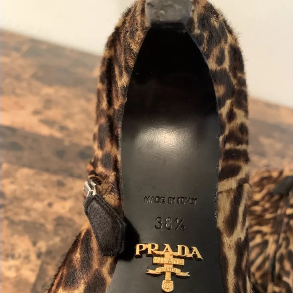 Prada Women's Brown Leopard Print Calf Hair Fur Bo - Picture 3 of 6